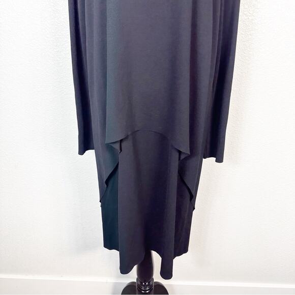 COS Women's Black Jersey Circle Cut Overlay Long Sleeve Dress Size Medium - Picture 6 of 11